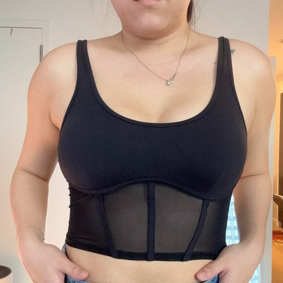 ALO YOGA - Airbrush Mesh Black Corset top (Size M) - Picture 2 of 4